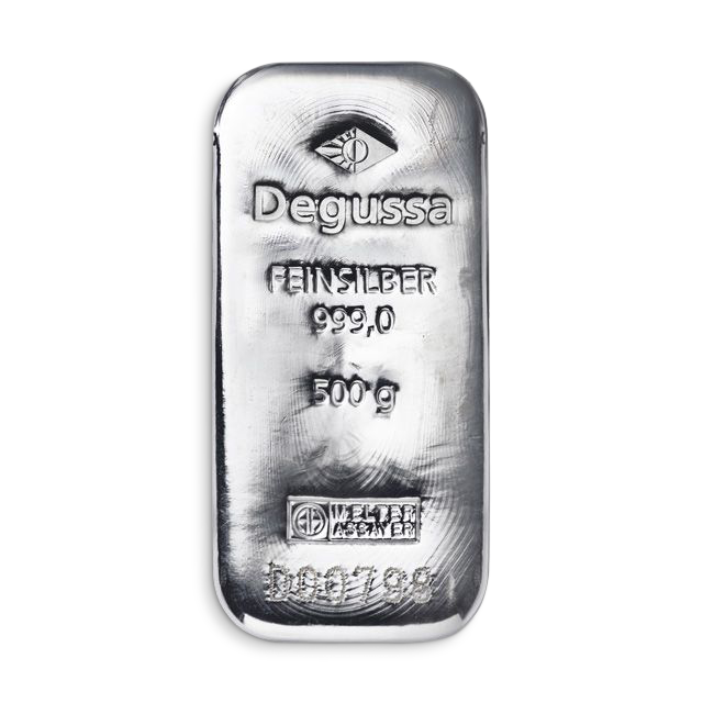 500 g Degussa Silberbarren